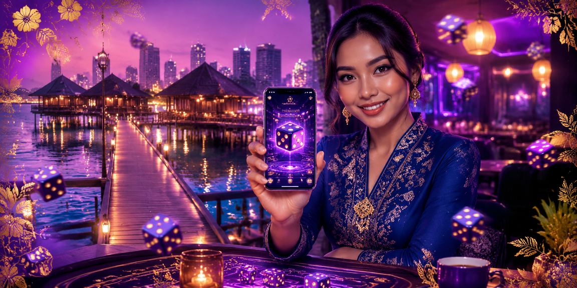 Pemain dari Sabah menikmati permainan dadu dalam talian dengan pakaian tradisional baju kurung